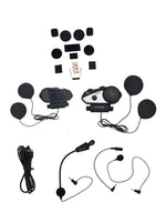Motorcycle helmet intercom system with accessories on a white background