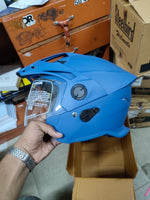 The Steelbird SBH-23 Ava Dashing With Peak Blue helmet combines style and functionality. Its striking blue design, enhanced with a peak visor, ensures a bold look while offering excellent sun protection. Lightweight, durable, and comfortable, it’s perfect for riders seeking a reliable helmet for everyday use.