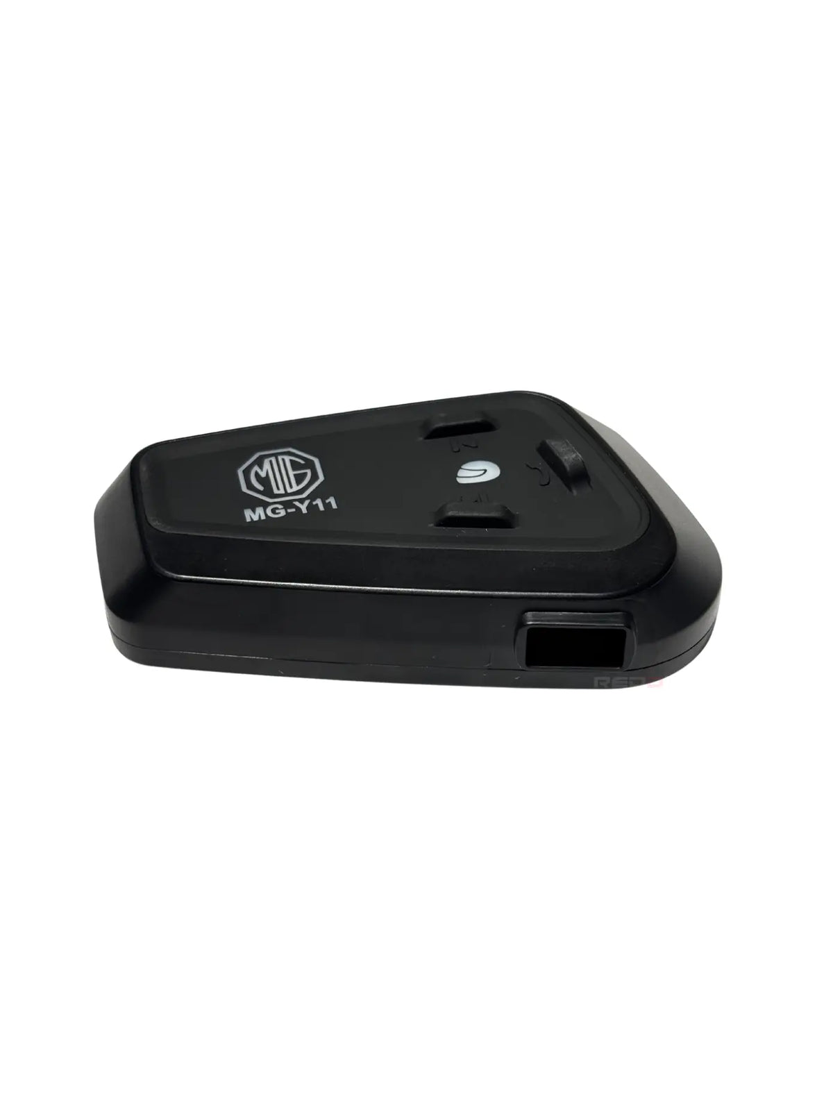 Black electronic device with MG logo on a white background